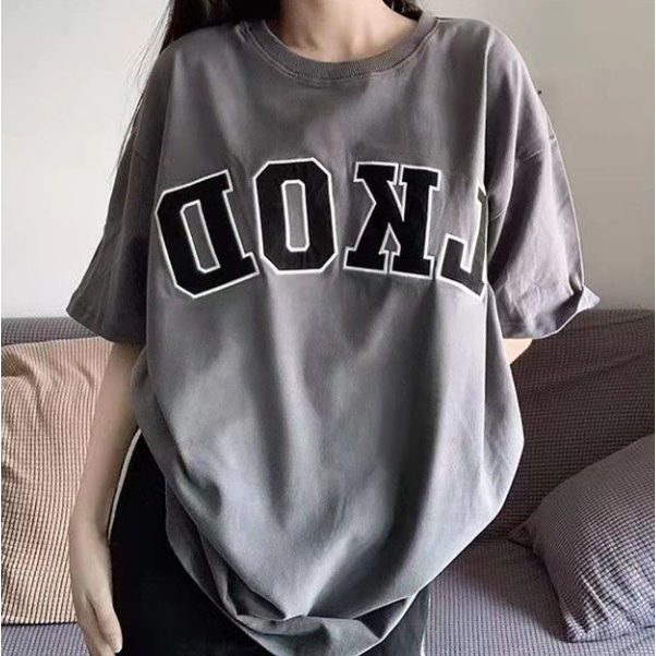 Áo Thun Tay Ngắn Dáng Rộng In Chữ logo Đơn Giản Thời Trang Mùa Hè