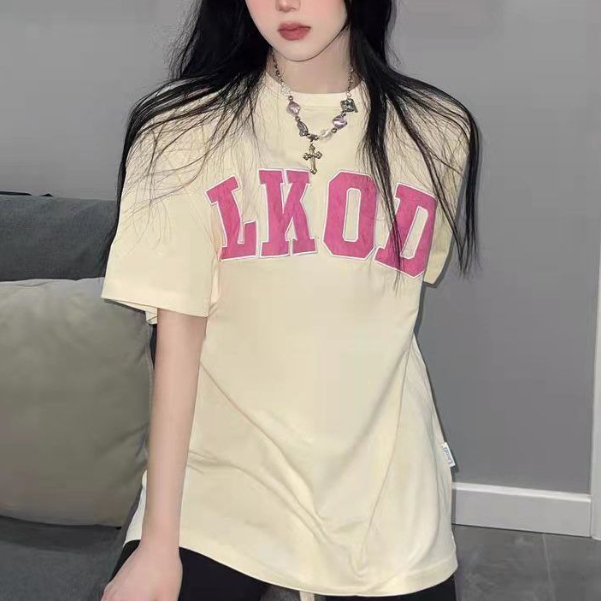 Áo Thun Tay Ngắn Dáng Rộng In Chữ logo Đơn Giản Thời Trang Mùa Hè