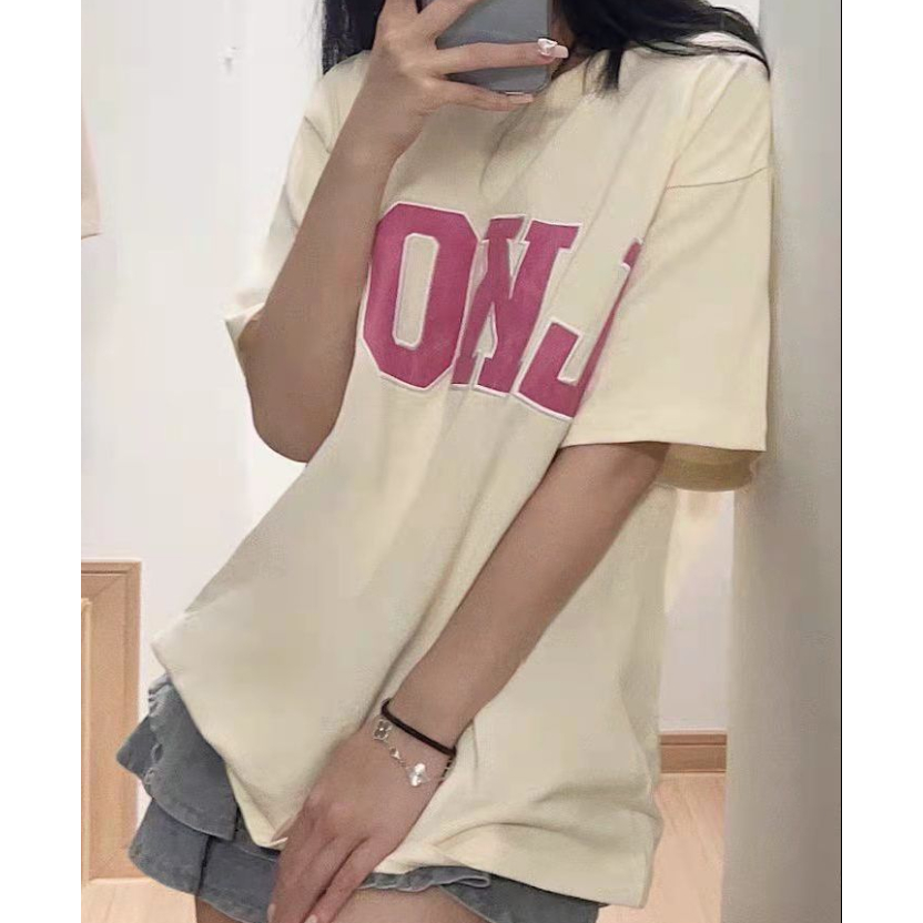 Áo Thun Tay Ngắn Dáng Rộng In Chữ logo Đơn Giản Thời Trang Mùa Hè
