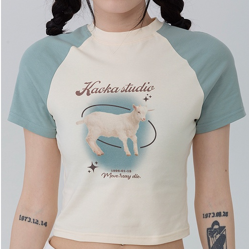 Áo Thun Ngắn Tay Ôm Dáng Phong Cách Retro Mỹ Ngọt Ngào Cho Nữ