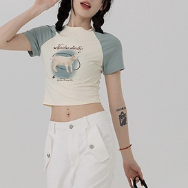 Áo Thun Ngắn Tay Ôm Dáng Phong Cách Retro Mỹ Ngọt Ngào Cho Nữ