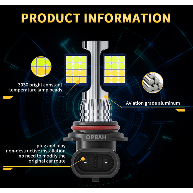 Set 2 Đèn Pha LED H11 H3 H7 881 H27 9006 HB4 3030 24SMD 12V 6000K Dành Cho Ô Tô