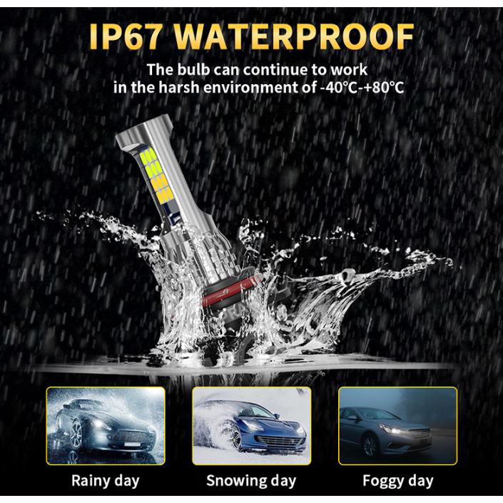 Set 2 Đèn Pha LED H11 H3 H7 881 H27 9006 HB4 3030 24SMD 12V 6000K Dành Cho Ô Tô