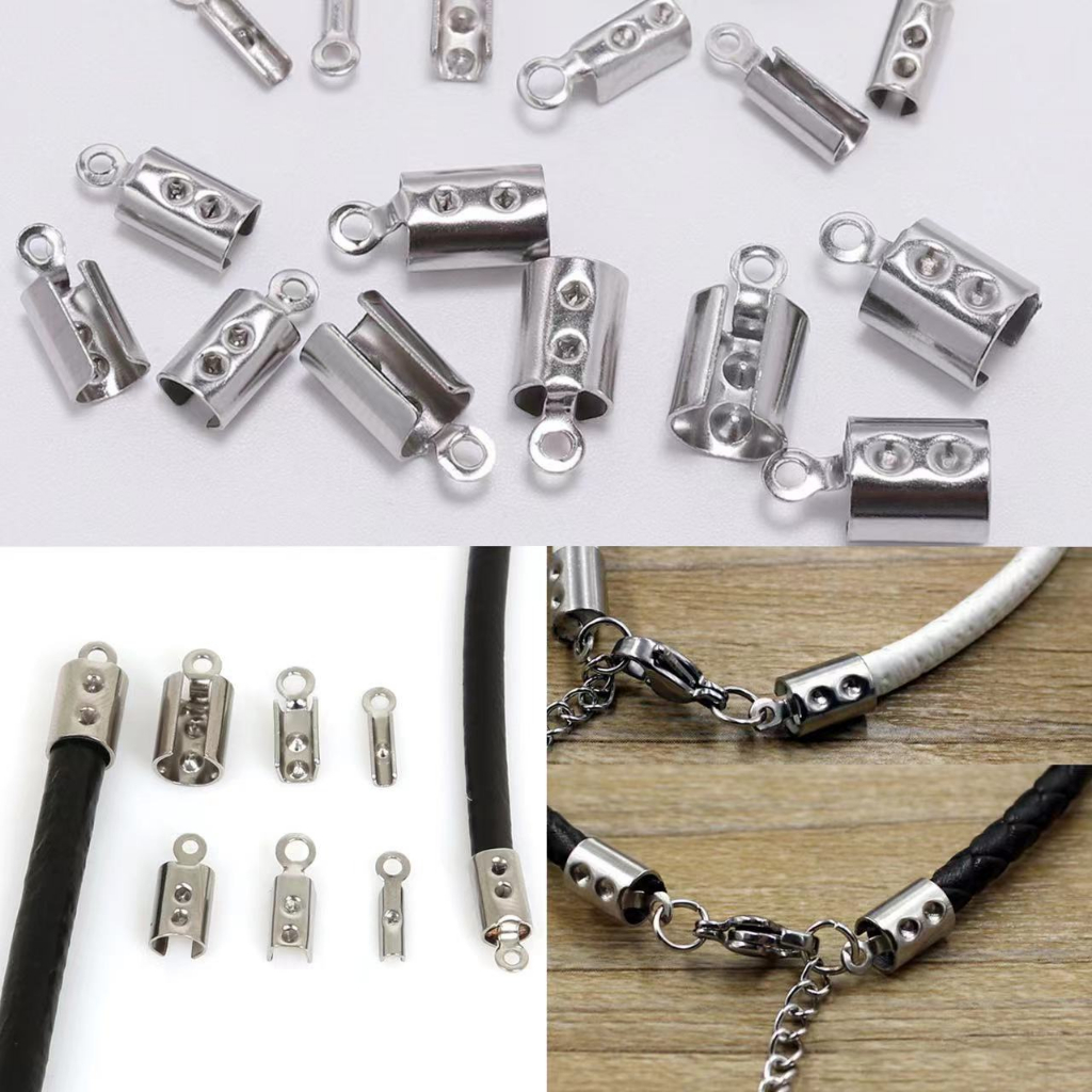 Bộ 50 Kẹp Tròn Bằng Thép Không Gỉ Dùng Làm Vòng Tay / Dây Da DIY