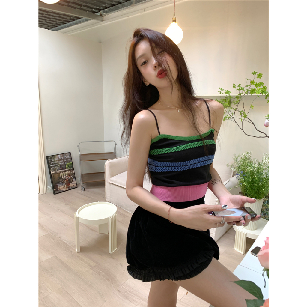 Áo Croptop Hở Lưng Dáng Ôm Họa Tiết Kẻ Sọc Thời Trang Mùa Hè Cho Nữ