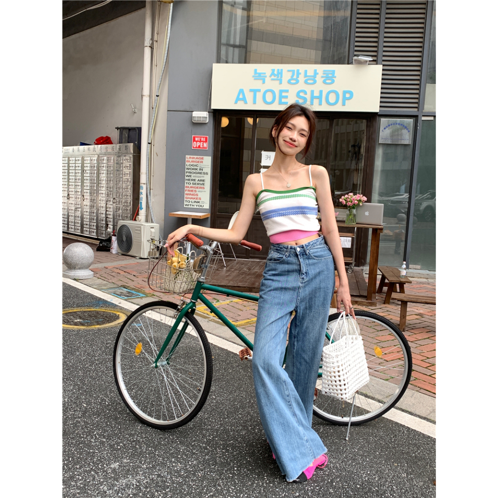 Áo Croptop Hở Lưng Dáng Ôm Họa Tiết Kẻ Sọc Thời Trang Mùa Hè Cho Nữ