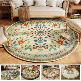 Thảm trải sàn phong cách Pháp Giả lụa Chất liệu thảm tròn 60x60cmĐẾN140x140cm thảm lông thảm trải sàn phòng ngủ thảm chùi chân thảm chân thảm lông tròn