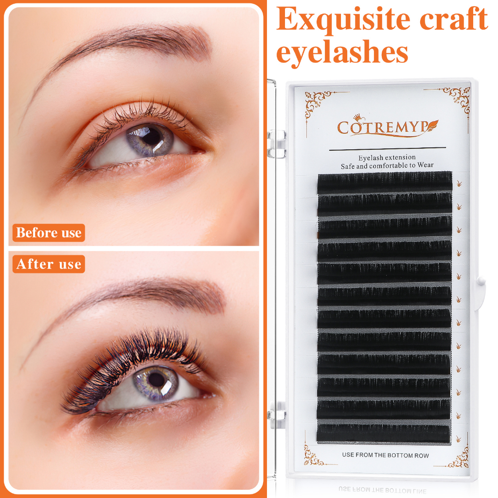 COTREMYP Lông Mi Giả 8~15mm Trang Điểm Nối Dài Cong Tự Nhiên