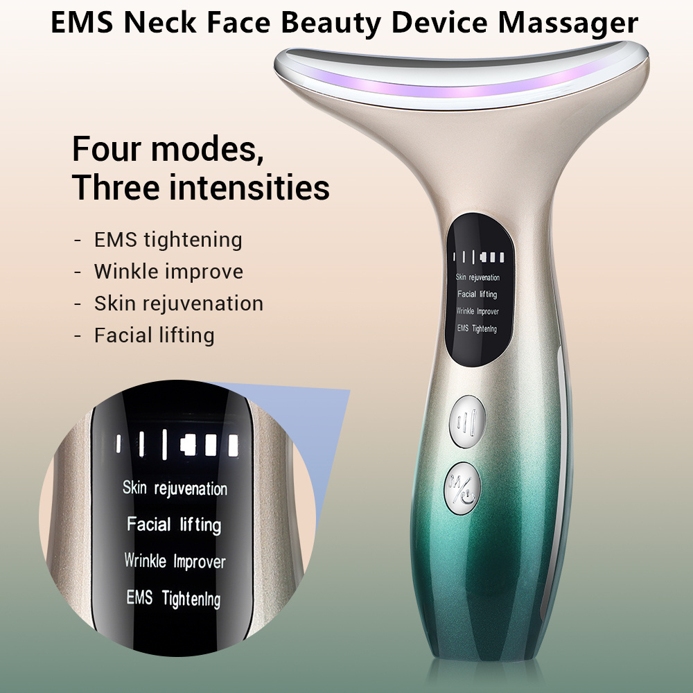 Máy Massage Nâng Cơ Mặt 3 Màu Đèn LED Photon Giúp Da Săn Chắc Giảm Nếp Nhăn