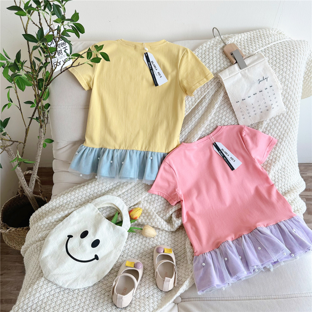 Đầm Công Chúa Elsa Tay Ngắn Phối Ren Thời Trang Mùa Hè Cho Bé Gái