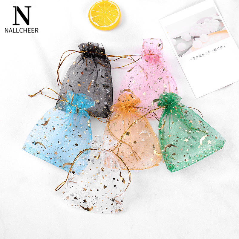 Nallcheer Túi Dây Rút Đựng Trang Sức Nhiều Kích Cỡ Họa Tiết Ngôi Sao Và Mặt Trăng