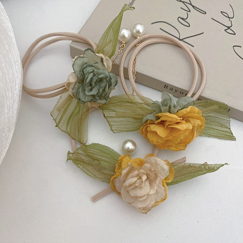 Dây Buộc Tóc Cao Su Đính Hoa Tua Rua Thời Trang Mùa Hè Hàn Quốc Mới