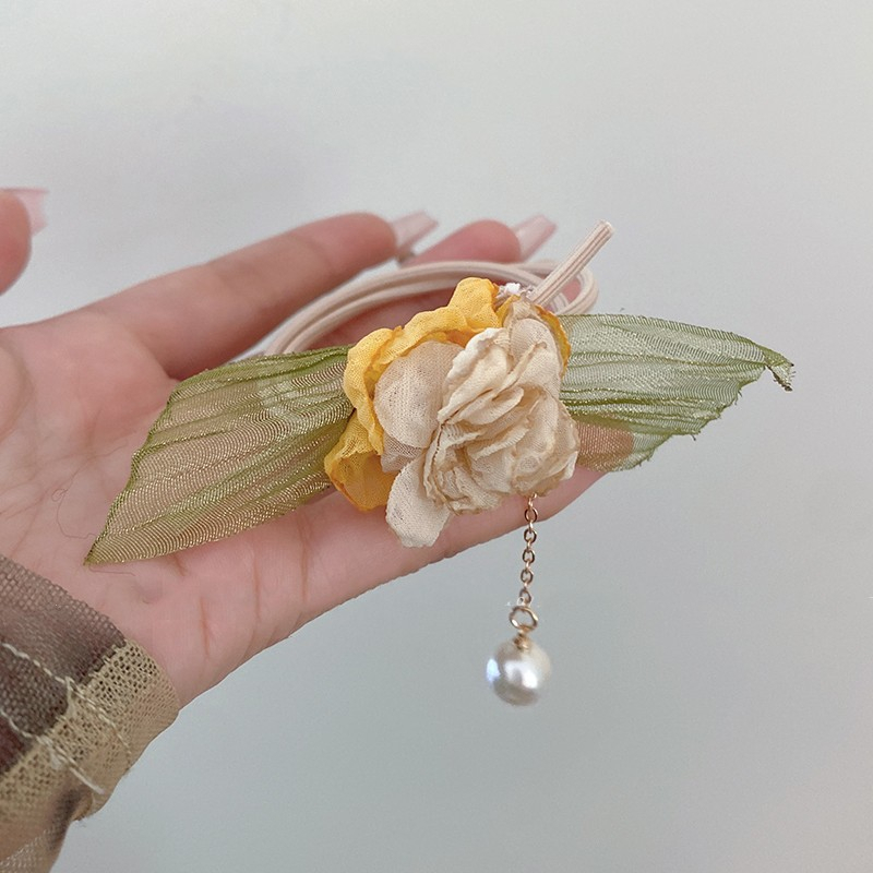 Dây Buộc Tóc Cao Su Đính Hoa Tua Rua Thời Trang Mùa Hè Hàn Quốc Mới