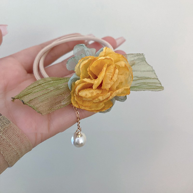 Dây Buộc Tóc Cao Su Đính Hoa Tua Rua Thời Trang Mùa Hè Hàn Quốc Mới