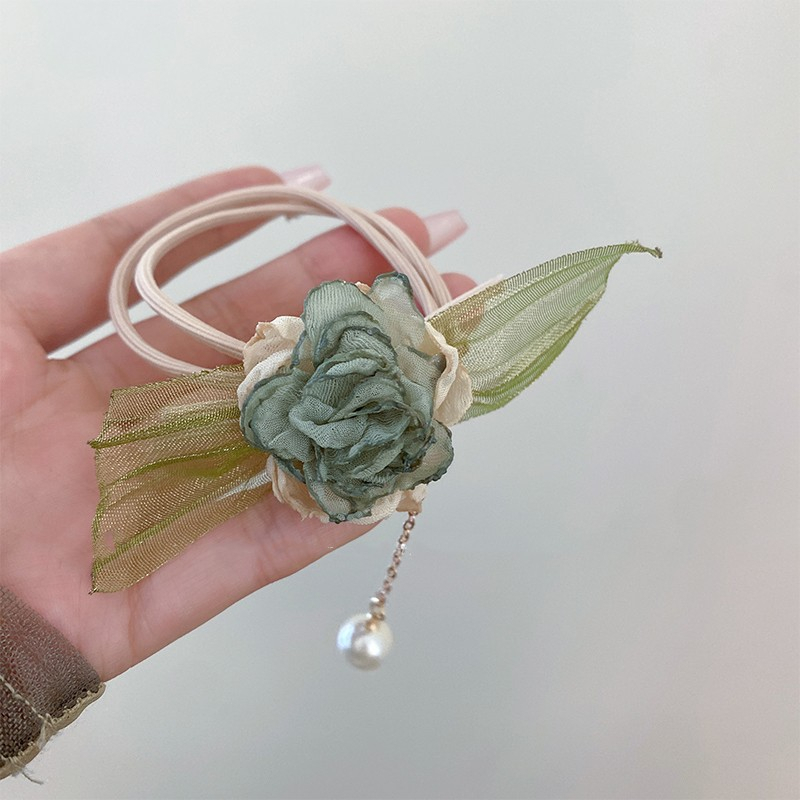 Dây Buộc Tóc Cao Su Đính Hoa Tua Rua Thời Trang Mùa Hè Hàn Quốc Mới