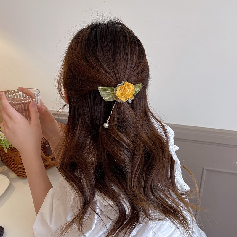 Dây Buộc Tóc Cao Su Đính Hoa Tua Rua Thời Trang Mùa Hè Hàn Quốc Mới