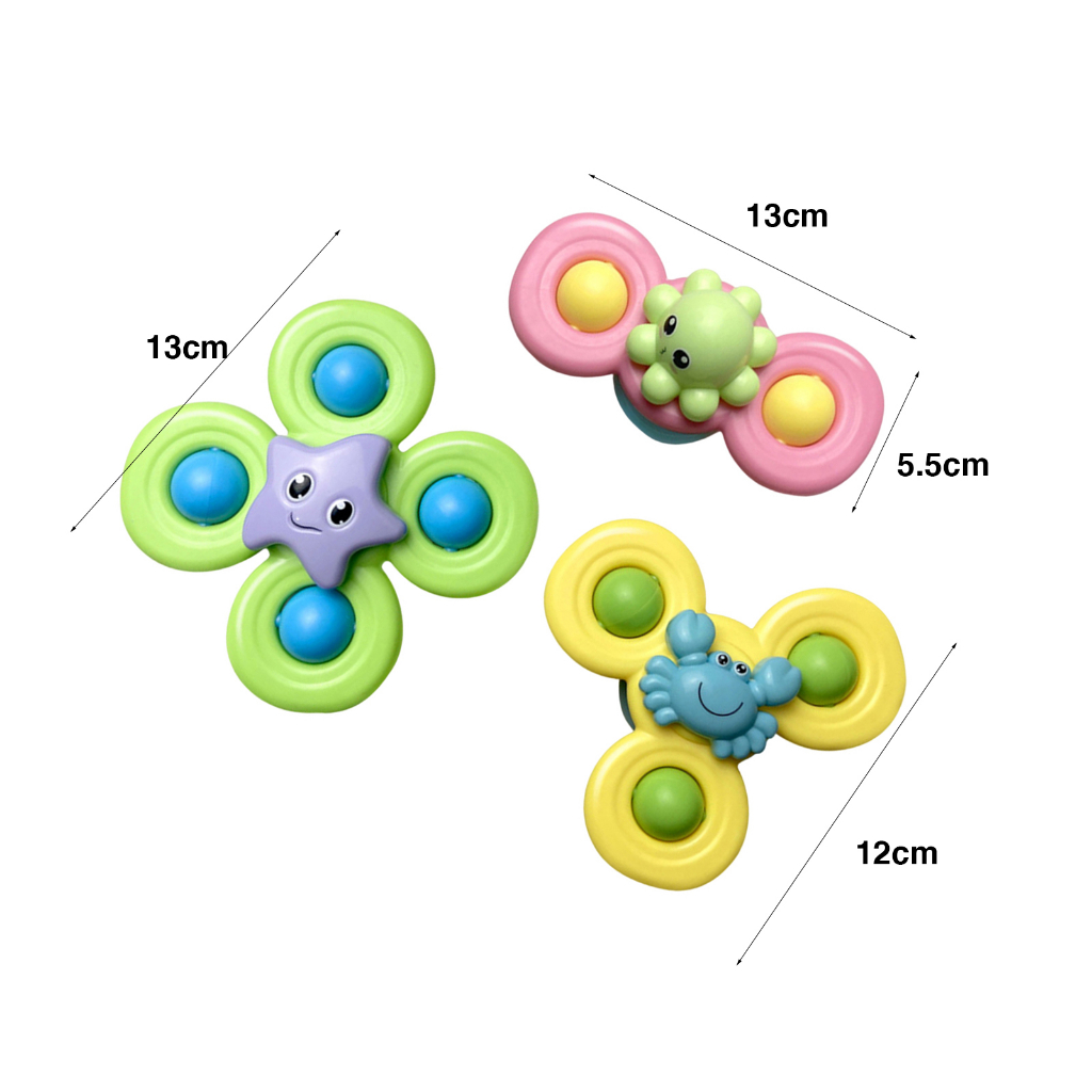 Predolo  Set 3 Đồ Chơi Con Quay Hoạt Hình Có Cốc Hút Làm Quà Tặng Tương Tác Ngày L