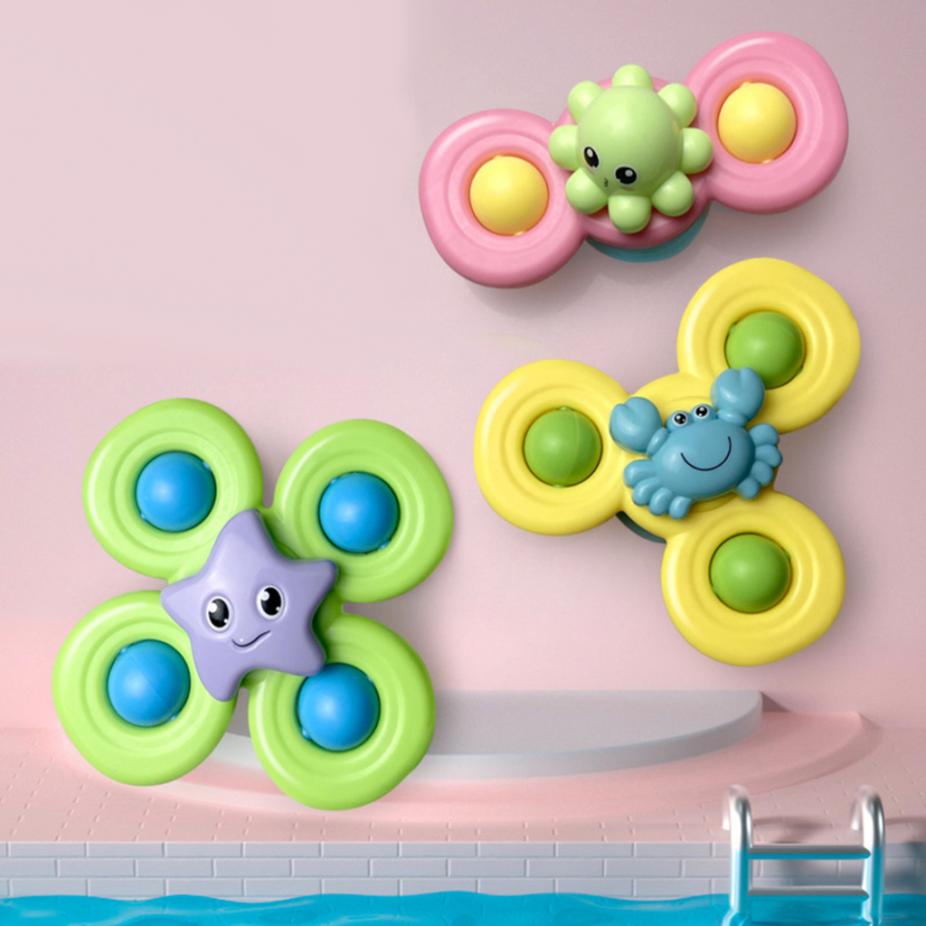 Predolo  Set 3 Đồ Chơi Con Quay Hoạt Hình Có Cốc Hút Làm Quà Tặng Tương Tác Ngày L