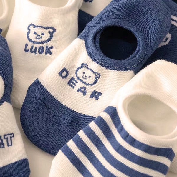 Vớ Mỏng Nhẹ Thoải Mái Chống Trượt Họa Tiết Gấu Dễ Thương Cho Nữ