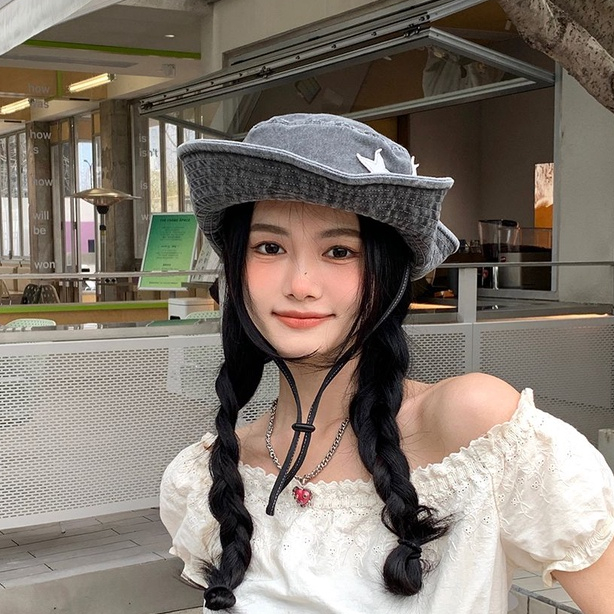 Nón Tai Bèo Chống Nắng Phối Lông Kiểu Cao Bồi Phương Tây Thời Trang Mùa Xuân Cho Nữ Edge