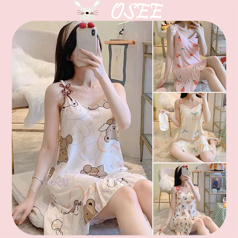 Đầm Ngủ Hai Dây Mỏng Mùa Hè Phiên Bản Hàn Quốc Ngọt Ngào Dễ Thương Cho Nữ Mặc Ở Nhà