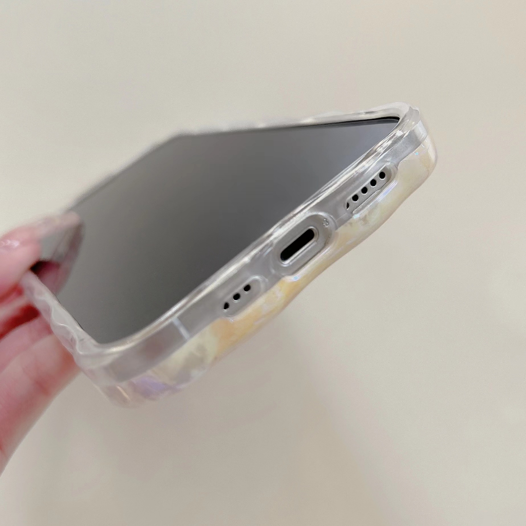 Ốp Điện Thoại IMD Họa Tiết Tranh Sơn Dầu Hình Bông Hoa Màu Xanh Lá / Vàng Cho IPhone 11 12 13Pro Max 14Pro Max