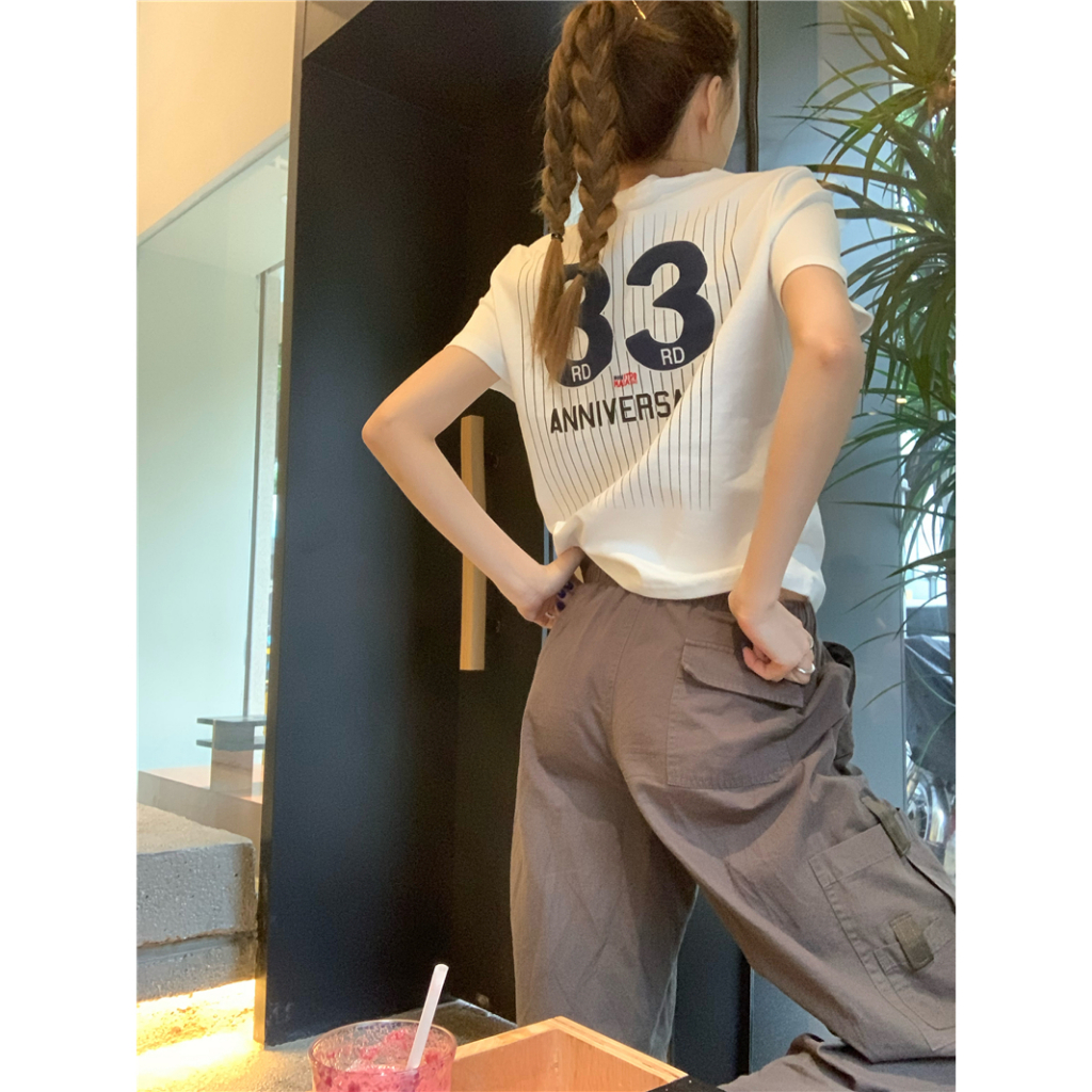 Lalisas Áo Thun Tay Ngắn Dáng Ôm In Chữ Thời Trang Cho Nữ