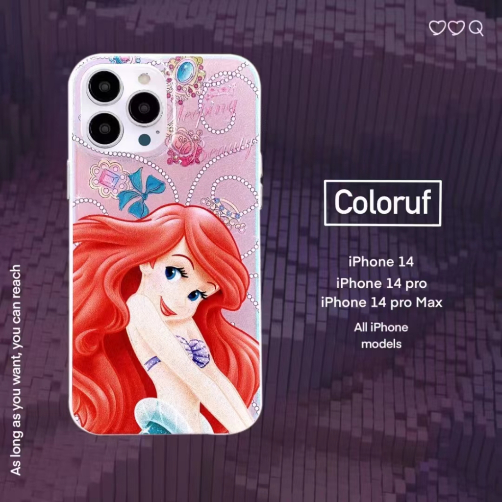 Ốp Điện Thoại Lụa Chống Sốc In Hình Nàng Tiên Cá Nhiều Màu Sắc Cho iPhone14 13 12 11 Pro MAX