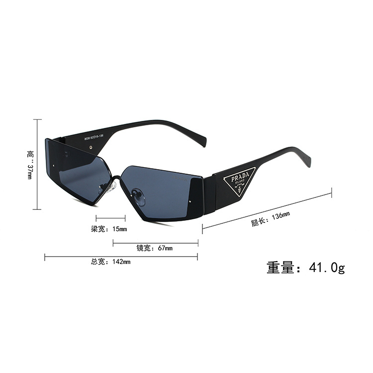 PRADA Kính Mát Chống Tia uv400 Hình Chữ Nhật Mặt Trăng Thiết Kế Thời Trang Cổ Điển Cho Nam Và Nữ