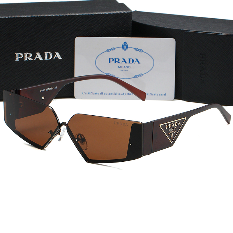 PRADA Kính Mát Chống Tia uv400 Hình Chữ Nhật Mặt Trăng Thiết Kế Thời Trang Cổ Điển Cho Nam Và Nữ