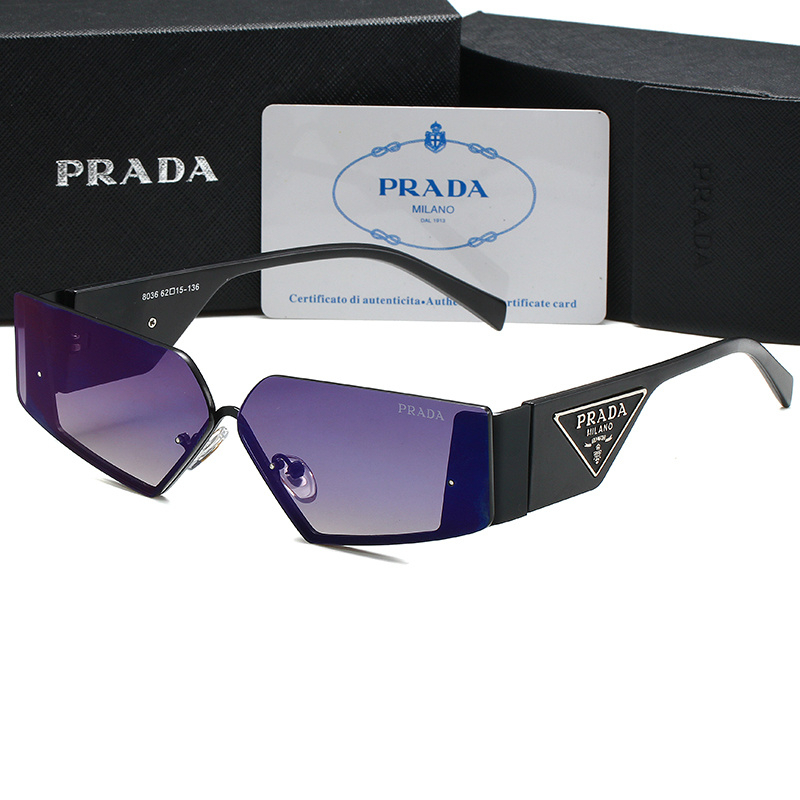 PRADA Kính Mát Chống Tia uv400 Hình Chữ Nhật Mặt Trăng Thiết Kế Thời Trang Cổ Điển Cho Nam Và Nữ