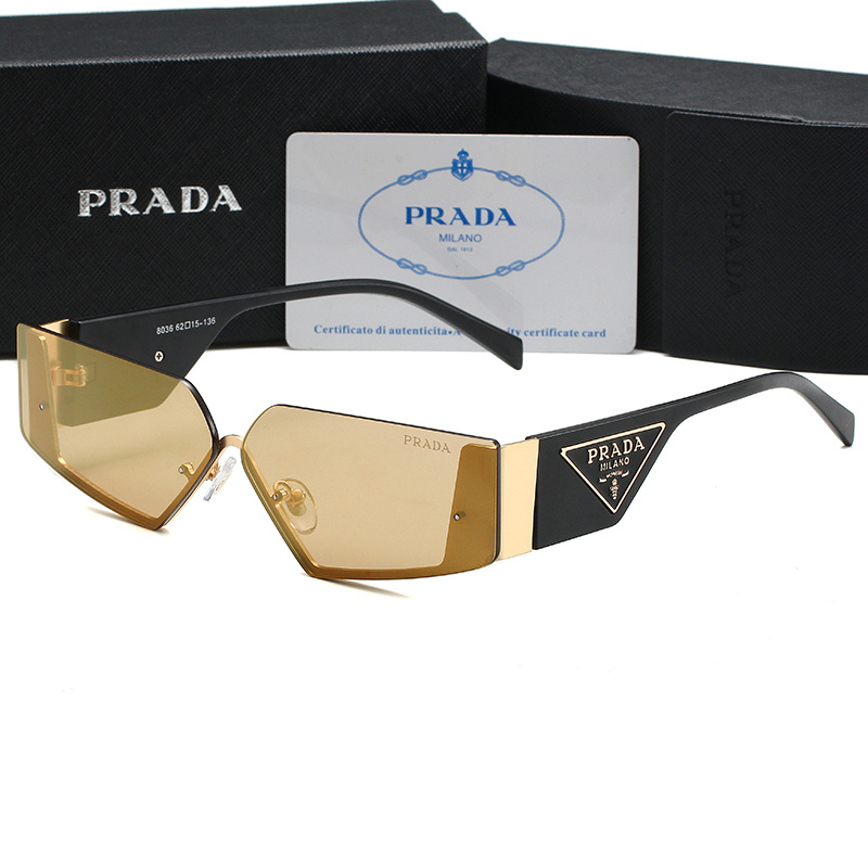 PRADA Kính Mát Chống Tia uv400 Hình Chữ Nhật Mặt Trăng Thiết Kế Thời Trang Cổ Điển Cho Nam Và Nữ