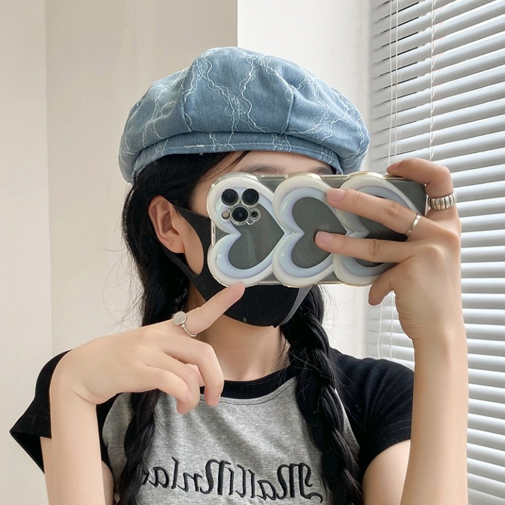 Mũ Beret Vải Denim Thời Trang Hàn Quốc Phong Cách Đường Phố