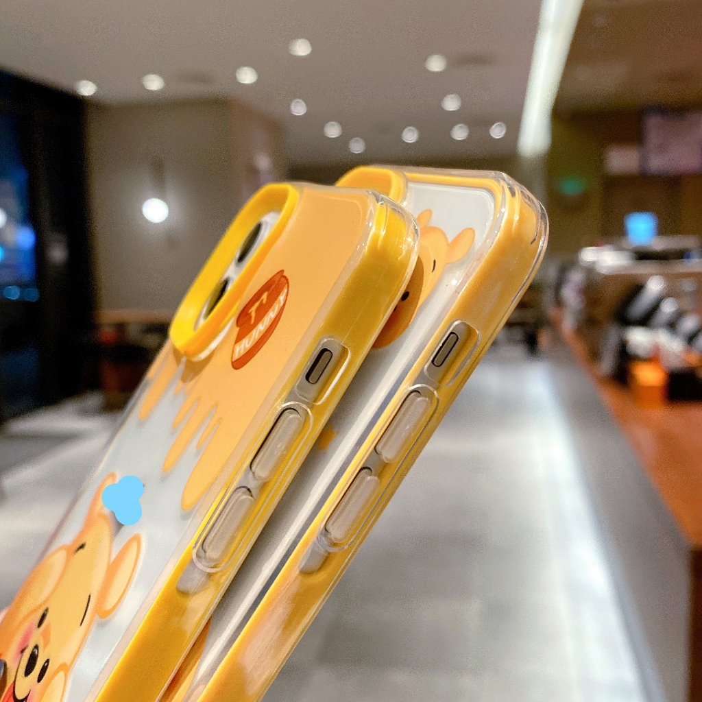 Ốp Điện Thoại Màu Vàng Chống Sốc Hình Winnie 3 Trong 1 Dễ Thương Cho iPhone 14 / 13 / 12 / 11 / XS / 8P / 7 / 6P