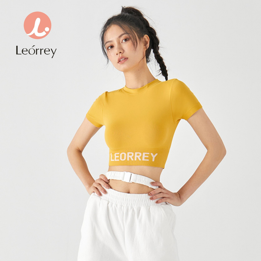 Leorey Áo Thun Thể Thao Ngắn Tay Áo Crop Top Áo Thun Chữ Cái Áo Crop Top Áo Thun Ngắn Tay Chạy Bộ Thể Dục Áo Tập Yoga