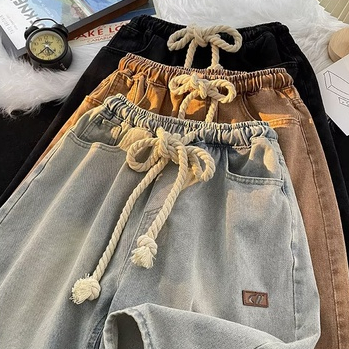 Quần Short Denim Dáng Rộng Phong Cách Retro Nhật Bản Cho Nam Giới