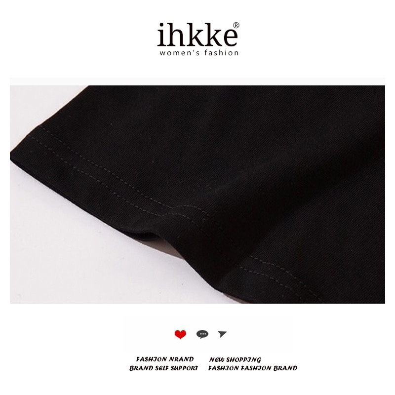 Áo thun IHKKE tay ngắn họa tiết trái tim phong cách Hàn Quốc thời trang cho nam và nữ