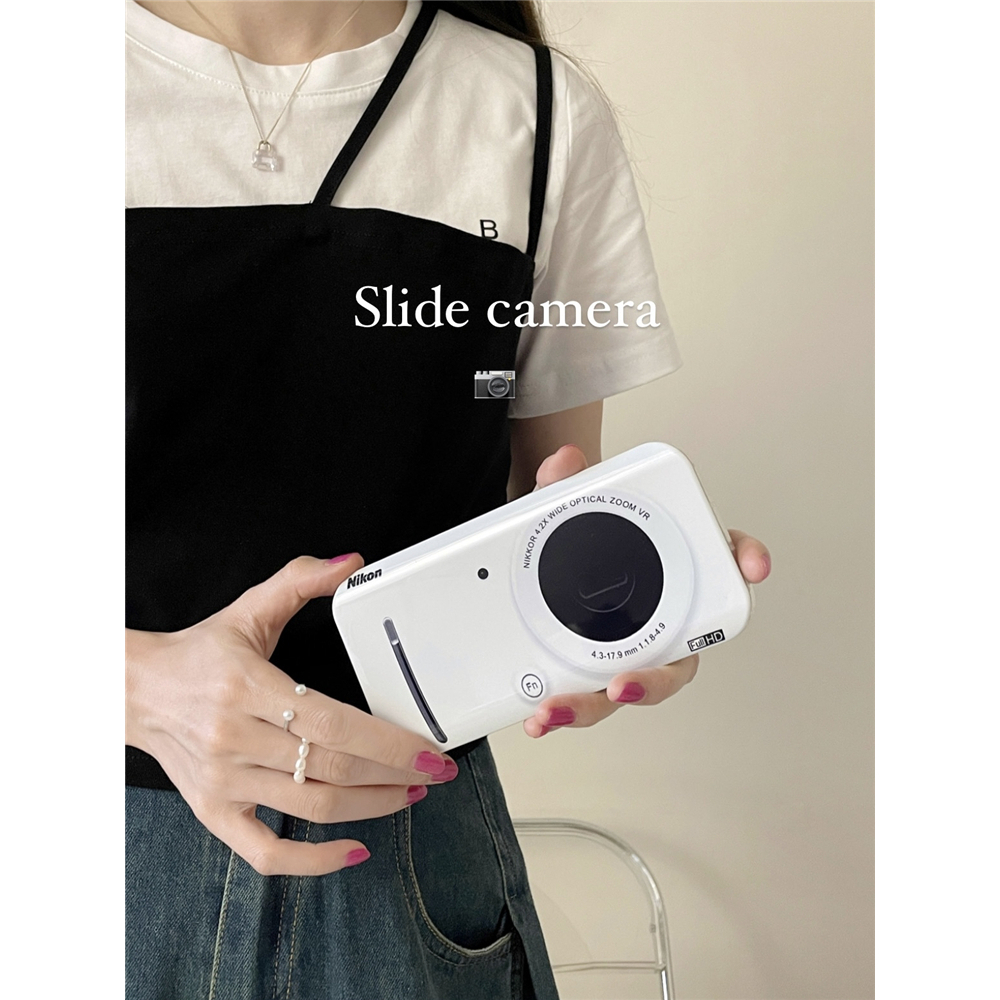Ốp Điện Thoại Silicon Có Gương Trượt Camera Kỹ Thuật Số Kiểu Nhật Hàn Chống Sốc Cho Iphone 14 13Promax 12 13pro 11 14pro 14pro