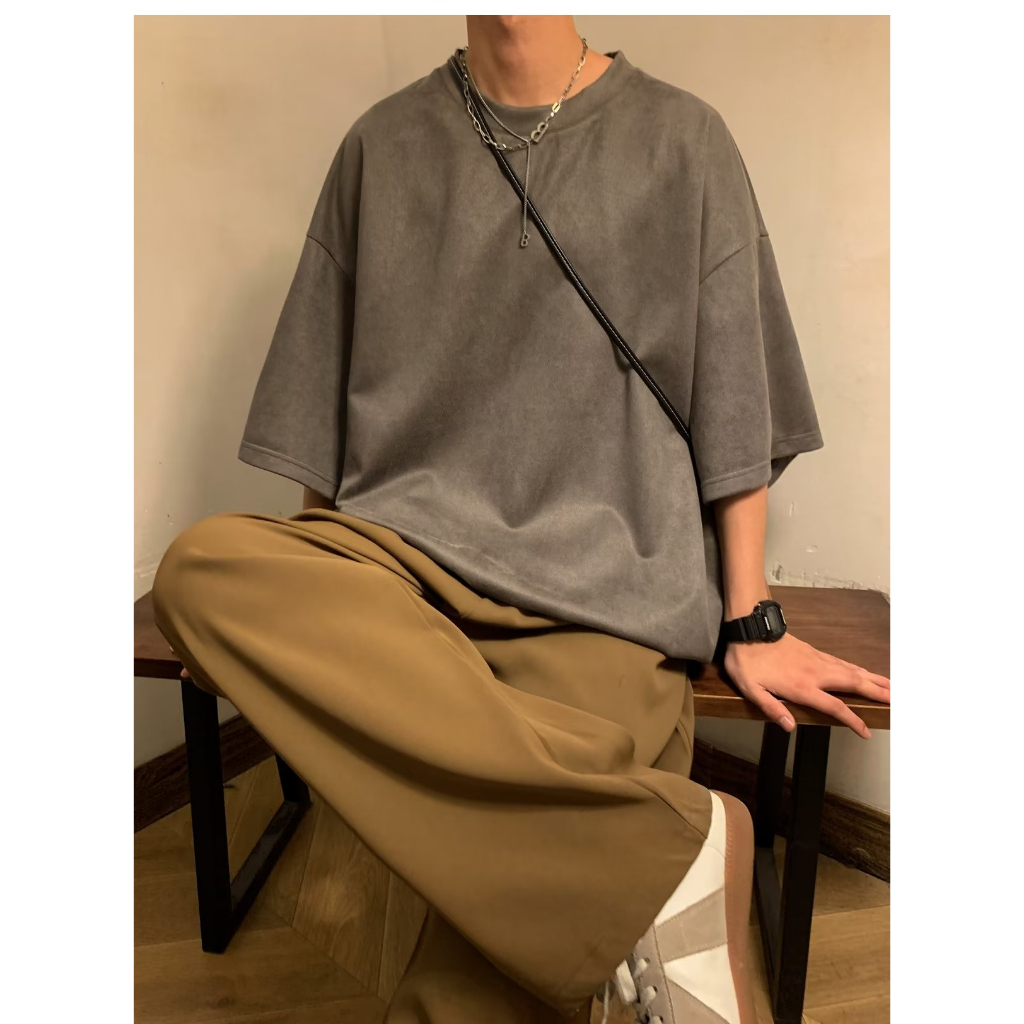 Áo Sơ Mi Nam Thời Trang Hàn Quốc Ngắn Tay Dáng Suông Màu Trơn áo thun unisex áo thun form rộng