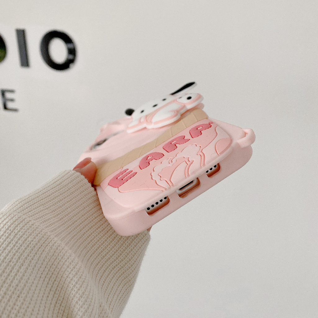 Ốp Điện Thoại Hình Chó Pucha Kem 3D Cho Iphone 11 12 13 14 Pro max