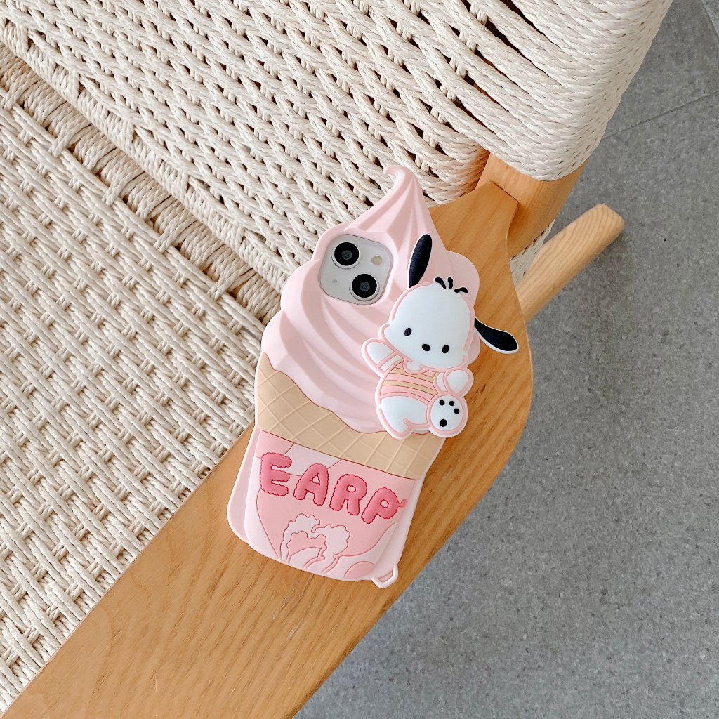 Ốp Điện Thoại Hình Chó Pucha Kem 3D Cho Iphone 11 12 13 14 Pro max
