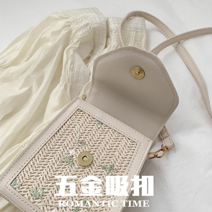 Túi Xách Đan Lát Hình Vuông Nhỏ Xinh Đựng Điện Thoại Thời Trang Mùa Hè Cho Bạn Gái