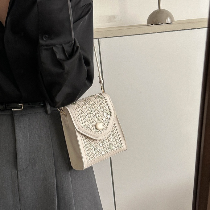 Túi Xách Đan Lát Hình Vuông Nhỏ Xinh Đựng Điện Thoại Thời Trang Mùa Hè Cho Bạn Gái