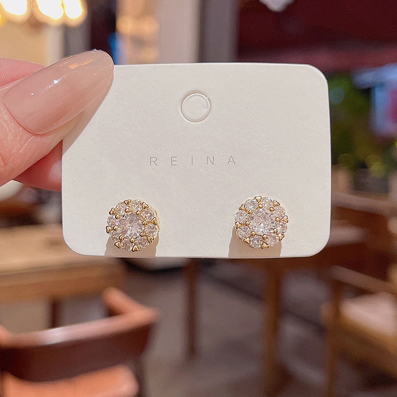 Bông Tai Xoay Mạ Bạc 925 Đính Đá Zircon Đơn Giản Cho Nữ