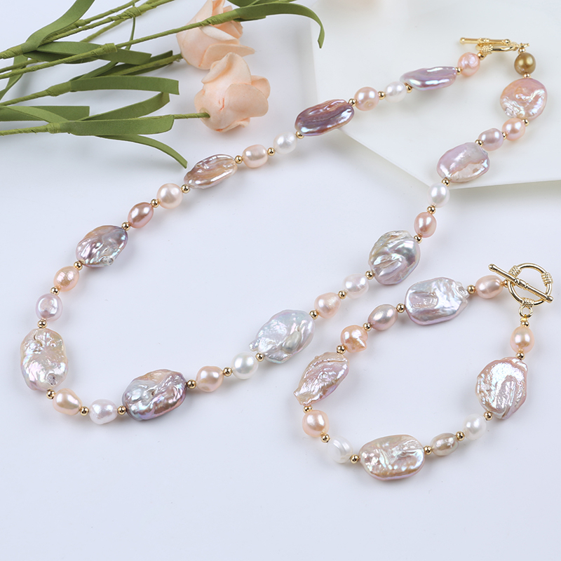 Bộ Vòng Tay + Vòng cổ Ngọc Trai Tự Nhiên Phong Cách Baroque
