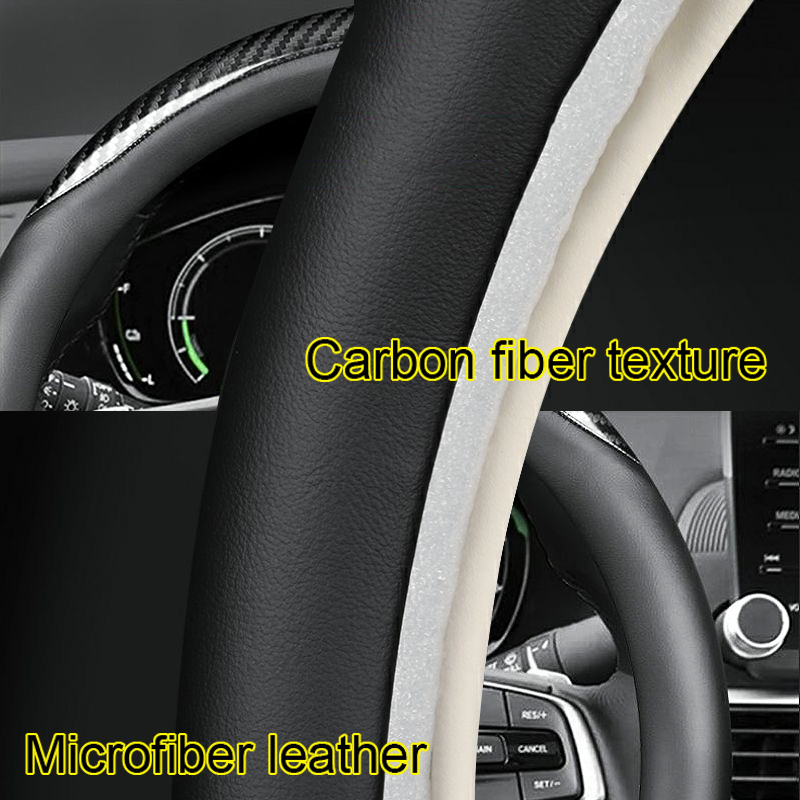 Nuw Bao Da Bọc Vô Lăng Xe Hơi mitsubishi x-pander outlander asx lancer pajero l200 l300 38cm Bằng Sợi carbon Siêu Mỏng Thoáng Khí