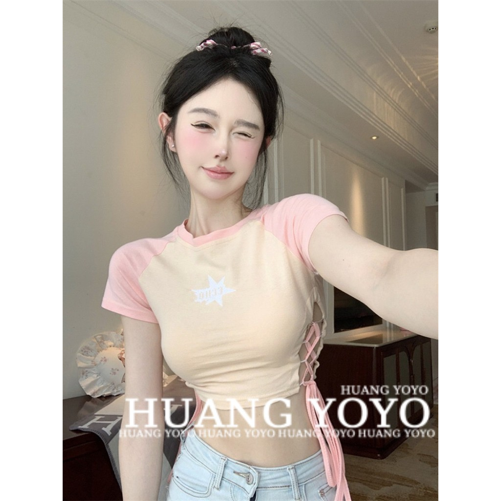 Áo Croptop Tay Ngắn Cổ Tròn Dáng Ôm Thời Trang Quyến Rũ Cao Cấp Cho Nữ