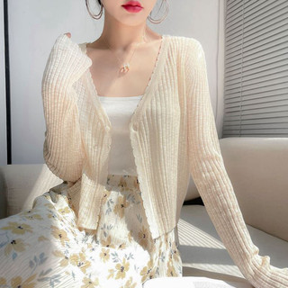 Áo Khoác Cardigan Dệt Kim Mỏng Chống Nắng Dáng Ngắn Thời Trang Mùa Hè Cho Nữ