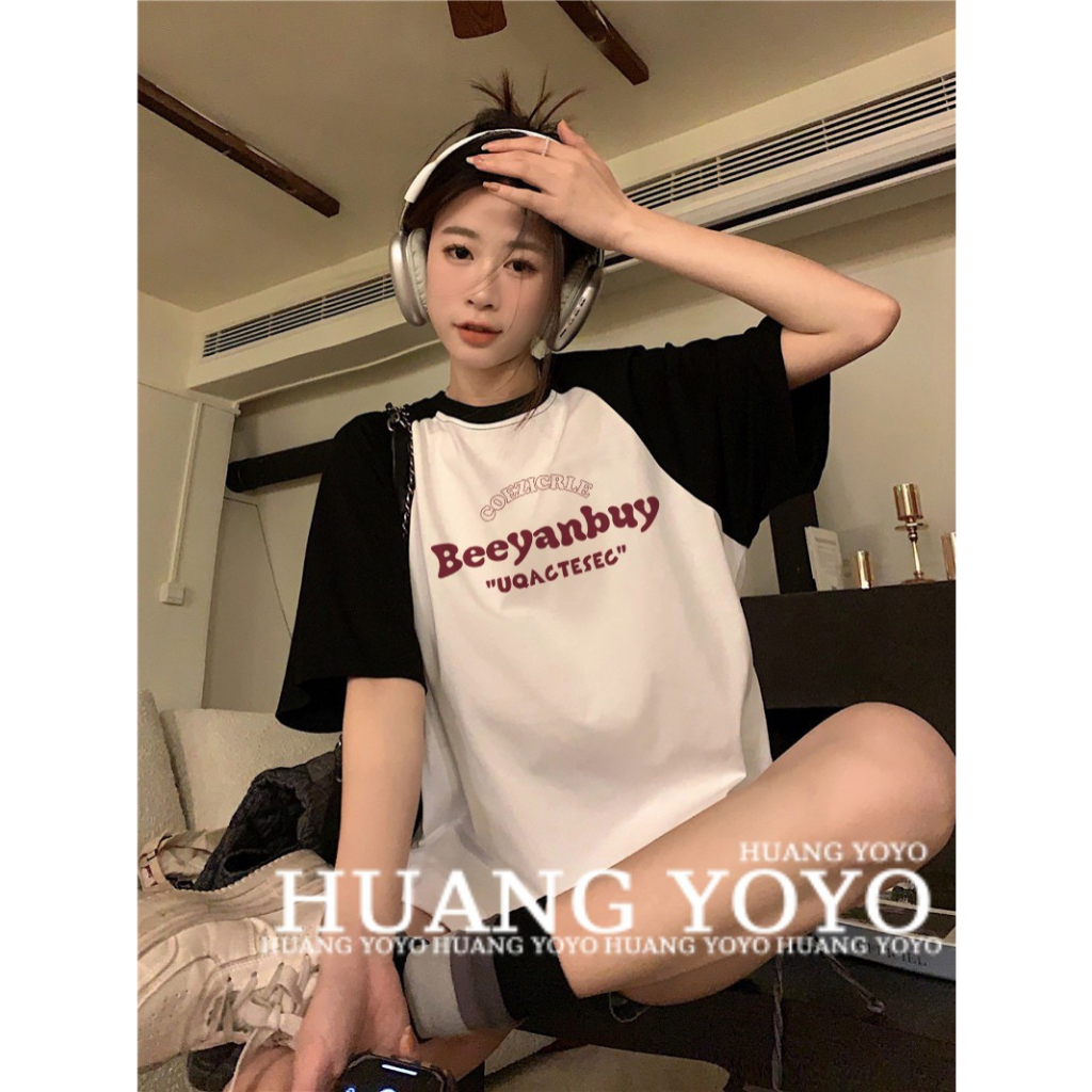 Áo Thun 100% Cotton Tay Lỡ Cổ Tròn In Chữ Thời Trang Mùa Hè Dành Cho Nữ