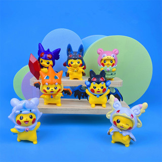 Set 7 mô hình pikachu bằng pvc dễ thương dùng trang trí bánh kem